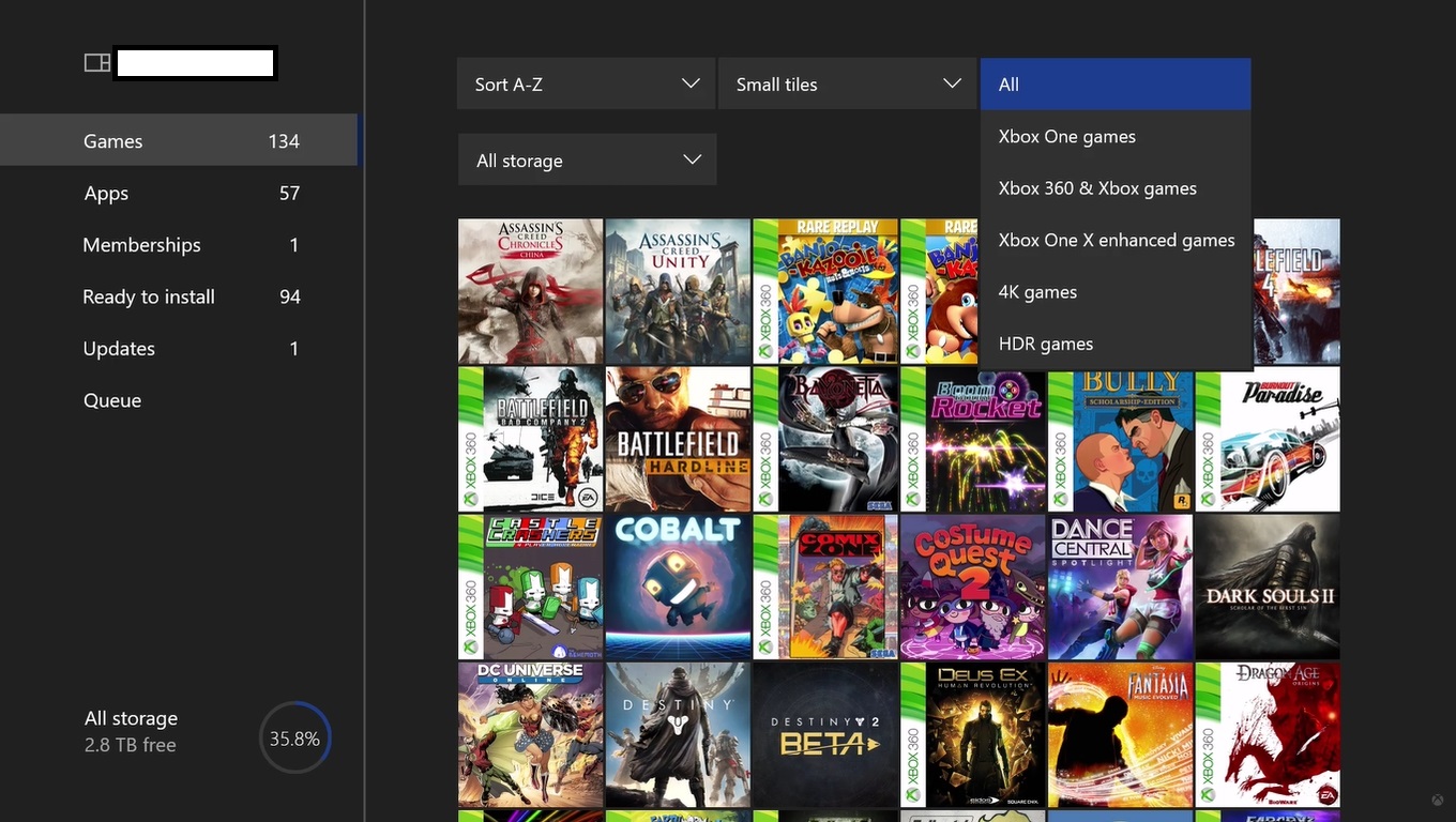 Xbox One va permite sa filtrati jocurile 4K, HDR, Xbox One X-enhanced
